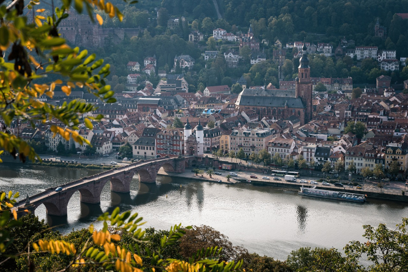 Vista dall'alto del centro storico di Heidelberg, Germania